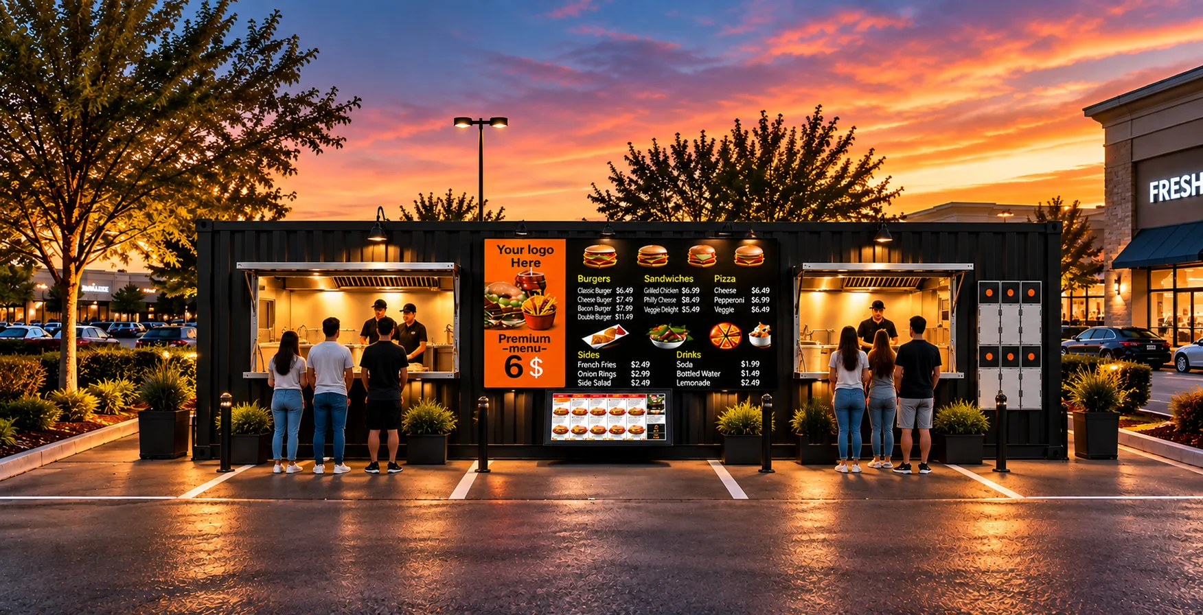 After — the same spaces operating as a branded PadSite restaurant